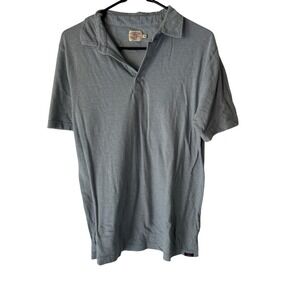 FAHERTY BRAND Men's Striped Short Sleeve Polo Shirt Blue‎ Grey Size M